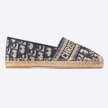 Load image into Gallery viewer, Dior Women Dior Granville Espadrille Deep Blue Dior Oblique Embroidered Cotton