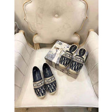 Load image into Gallery viewer, Dior Women Dior Granville Espadrille Deep Blue Dior Oblique Embroidered Cotton