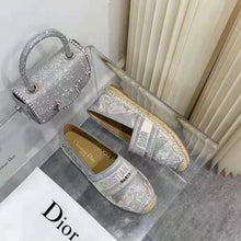 Load image into Gallery viewer, Dior Women Dior Granville Espadrille Gray Embroidered Cotton Christian Dior