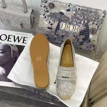 Load image into Gallery viewer, Dior Women Dior Granville Espadrille Gray Embroidered Cotton Christian Dior
