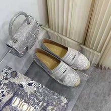 Load image into Gallery viewer, Dior Women Dior Granville Espadrille Gray Embroidered Cotton Christian Dior