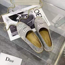 Load image into Gallery viewer, Dior Women Dior Granville Espadrille Gray Embroidered Cotton Christian Dior