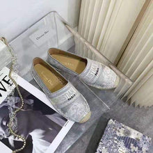 Load image into Gallery viewer, Dior Women Dior Granville Espadrille Gray Embroidered Cotton Christian Dior