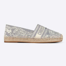 Load image into Gallery viewer, Dior Women Dior Granville Espadrille Gray Embroidered Cotton Christian Dior