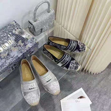 Load image into Gallery viewer, Dior Women Dior Granville Espadrille Gray Embroidered Cotton Christian Dior