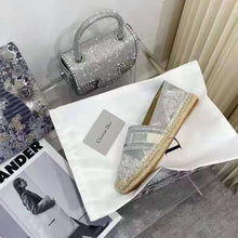 Load image into Gallery viewer, Dior Women Dior Granville Espadrille Gray Embroidered Cotton Christian Dior