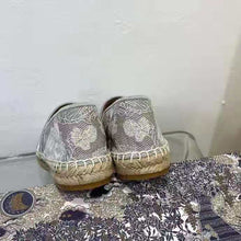 Load image into Gallery viewer, Dior Women Dior Granville Espadrille Gray Embroidered Cotton Christian Dior