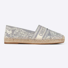 Load image into Gallery viewer, Dior Women Dior Granville Espadrille Gray Embroidered Cotton Christian Dior