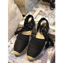 Load image into Gallery viewer, Dior Women Dior Granville Espadrille Laces Oblique Embroidered Cotton-Black