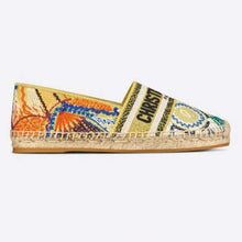Load image into Gallery viewer, Dior Women Dior Granville Espadrille Turquoise Dior In Lights Embroidered Cotton