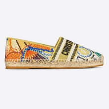 Load image into Gallery viewer, Dior Women Dior Granville Espadrille Turquoise Dior In Lights Embroidered Cotton