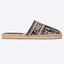 Load image into Gallery viewer, Dior Women Dior Granville Mule Deep Blue Dior Oblique Embroidered Cotton