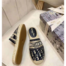 Load image into Gallery viewer, Dior Women Dior Granville Mule Deep Blue Dior Oblique Embroidered Cotton