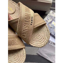 Load image into Gallery viewer, Dior Women Dior Granville Slide Cream Embroidered Cotton-Sandy