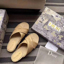Load image into Gallery viewer, Dior Women Dior Granville Slide Cream Embroidered Cotton-Sandy