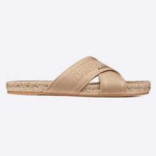 Load image into Gallery viewer, Dior Women Dior Granville Slide Cream Embroidered Cotton-Sandy