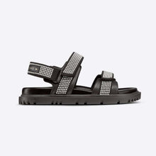 Load image into Gallery viewer, Dior Women Dioract Sandal Black Technical Fabric and White Resin Pearls