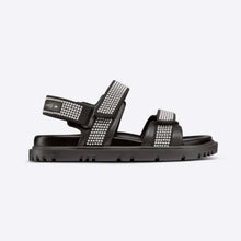 Load image into Gallery viewer, Dior Women Dioract Sandal Black Technical Fabric and White Resin Pearls