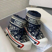 Load image into Gallery viewer, Dior Women Dioralps Snow Ankle Boot Deep Blue Dior Oblique Shiny Nylon