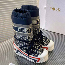Load image into Gallery viewer, Dior Women Dioralps Snow Boot Deep Blue Dior Oblique Shiny Nylon