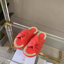Load image into Gallery viewer, Dior Women Dtwist Slide Bright Orange Cannage Lambskin