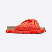 Load image into Gallery viewer, Dior Women Dtwist Slide Bright Orange Cannage Lambskin