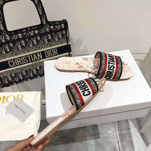 Load image into Gallery viewer, Dior Women Dway Dioramour Slide White and Red D-Royaume D Amour Embroidered Cotton