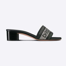 Load image into Gallery viewer, Dior Women Dway Heeled Slide Black Cotton Embroidered