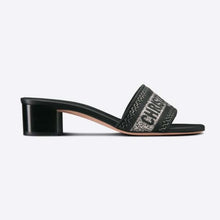 Load image into Gallery viewer, Dior Women Dway Heeled Slide Black Cotton Embroidered