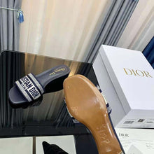Load image into Gallery viewer, Dior Women Dway Heeled Slide Black Cotton Embroidered