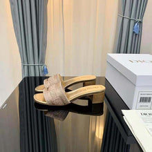 Load image into Gallery viewer, Dior Women Dway Heeled Slide Gold-Tone Cotton Embroidered
