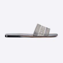 Load image into Gallery viewer, Dior Women Dway Slide Cotton Metallic Thread Embroidery and Silver-Tone Strass
