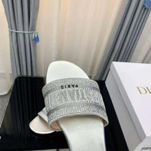 Load image into Gallery viewer, Dior Women Dway Slide Cotton Metallic Thread Embroidery and Silver-Tone Strass