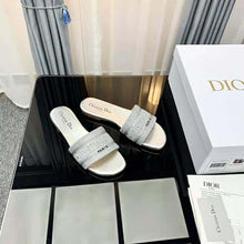 Load image into Gallery viewer, Dior Women Dway Slide Cotton Metallic Thread Embroidery and Silver-Tone Strass