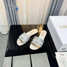 Load image into Gallery viewer, Dior Women Dway Slide Cotton Metallic Thread Embroidery and Silver-Tone Strass