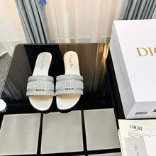 Load image into Gallery viewer, Dior Women Dway Slide Cotton Metallic Thread Embroidery and Silver-Tone Strass