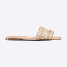 Load image into Gallery viewer, Dior Women Dway Slide Gold-Tone Cotton Embroidered with Metallic Thread and Strass