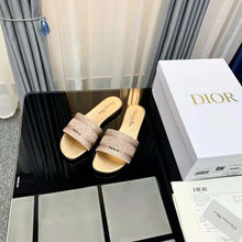 Load image into Gallery viewer, Dior Women Dway Slide Gold-Tone Cotton Embroidered with Metallic Thread and Strass