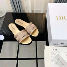 Load image into Gallery viewer, Dior Women Dway Slide Gold-Tone Cotton Embroidered with Metallic Thread and Strass