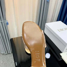Load image into Gallery viewer, Dior Women Dway Slide Gold-Tone Cotton Embroidered with Metallic Thread and Strass