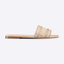 Load image into Gallery viewer, Dior Women Dway Slide Gold-Tone Cotton Embroidered with Metallic Thread and Strass