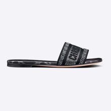 Load image into Gallery viewer, Dior Women Dway Slide Gray Mizza Embroidered Cotton and Metallic Thread