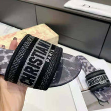 Load image into Gallery viewer, Dior Women Dway Slide Gray Mizza Embroidered Cotton and Metallic Thread