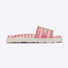 Load image into Gallery viewer, Dior Women Dway Slide Peony Pink Embroidered Cotton with Micro Houndstooth Motif