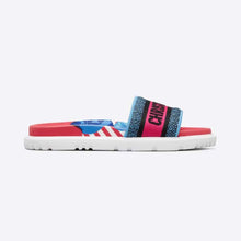 Load image into Gallery viewer, Dior Women Dway Slide Pink Multicolor D-Flower Pop Cotton Embroidery