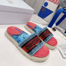 Load image into Gallery viewer, Dior Women Dway Slide Pink Multicolor D-Flower Pop Cotton Embroidery