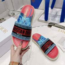Load image into Gallery viewer, Dior Women Dway Slide Pink Multicolor D-Flower Pop Cotton Embroidery
