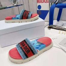 Load image into Gallery viewer, Dior Women Dway Slide Pink Multicolor D-Flower Pop Cotton Embroidery