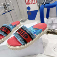 Load image into Gallery viewer, Dior Women Dway Slide Pink Multicolor D-Flower Pop Cotton Embroidery