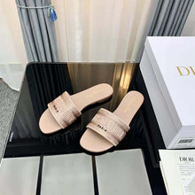 Load image into Gallery viewer, Dior Women Dway Slide Rose Des Vents Cotton Embroidered with Metallic Thread and Strass